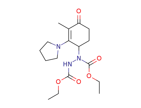 Molecular Structure of 89717-44-2 (1,2-Hydrazinedicarboxylic acid,
1-[3-methyl-4-oxo-2-(1-pyrrolidinyl)-2-cyclohexen-1-yl]-, diethyl ester)