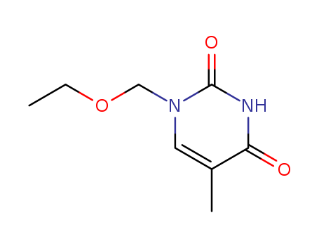 Molecular Structure of 132774-37-9 (2,4(1H,3H)-Pyrimidinedione, 1-(ethoxymethyl)-5-methyl-)