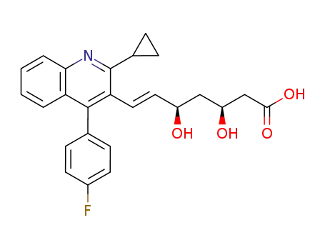 Molecular Structure of 254452-86-3 ((3S,5R,6E)-7-[2-Cyclopropyl-4-(4-fluorophenyl)-3-quinolinyl]-3,5-dihydroxy-6-heptenoic acid)