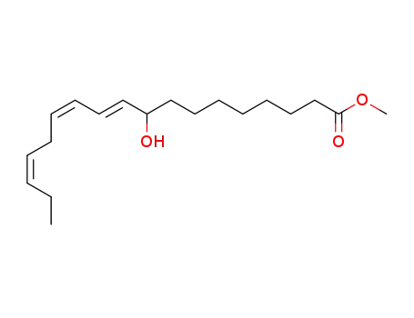 Molecular Structure of 64265-95-8 (10,12,15-Octadecatrienoic acid, 9-hydroxy-, methyl ester, (E,Z,Z)-)