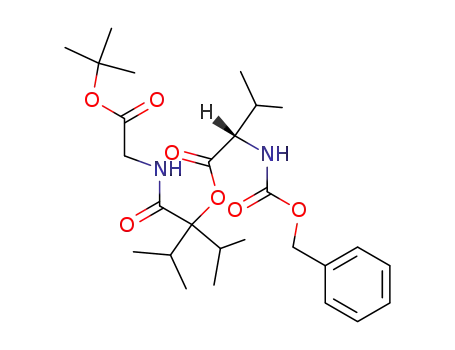 Molecular Structure of 132067-26-6 ((S)-2-Benzyloxycarbonylamino-3-methyl-butyric acid 1-(tert-butoxycarbonylmethyl-carbamoyl)-1-isopropyl-2-methyl-propyl ester)