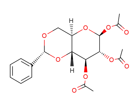 Molecular Structure of 173936-77-1 (4,6-Di-O-benzyliden-1,2,3-tri-O-acetyl-β-D-glucopyranose)