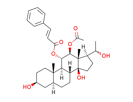 Molecular Structure of 13872-76-9 (Pregnane-3,11,12,14,20-pentol,12-acetate 11-(3-phenyl-2-propenoate), (3b,5a,11a,12b,14b)- (9CI))
