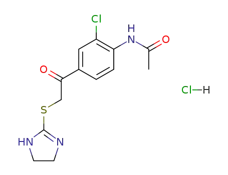 Molecular Structure of 160518-39-8 (N-[2-chloro-4-[2-(4,5-dihydro-1H-imidazol-2-ylsulfanyl)acetyl]phenyl]a cetamide hydrochloride)