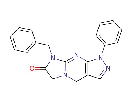 Molecular Structure of 130024-03-2 (1-Phenyl-8-benzyl-4,6,7,8-tetrahydro-1H-imidazo<1,2-a>pyrazolo<3,4-d>pyrimidin-7-one)