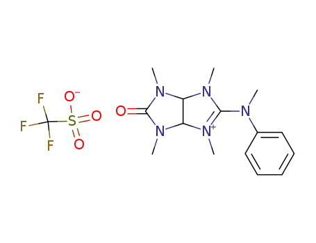 Molecular Structure of 101074-20-8 ((7-oxo-2,4,6,8-tetramethyl-2,4,6,8-tetraazabicyclo<3.3.0>octane)-2-(N-methyl-N-phenyliminium) trifluoromethanesulfonate)