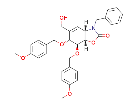 (3aS,6R,7S,7aS)-3-Benzyl-5-hydroxymethyl-6,7-bis-(4-methoxy-benzyloxy)-3a,6,7,7a-tetrahydro-3H-benzooxazol-2-one