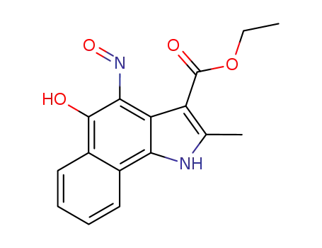 Molecular Structure of 87992-17-4 (1H-Benz[g]indole-3-carboxylic acid, 5-hydroxy-2-methyl-4-nitroso-, ethyl
ester)