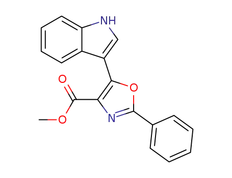Molecular Structure of 73053-87-9 (4-Oxazolecarboxylic acid, 5-(1H-indol-3-yl)-2-phenyl-, methyl ester)
