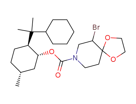 6-Bromo-1,4-dioxa-8-aza-spiro[4.5]decane-8-carboxylic acid (1R,2S,5R)-2-(1-cyclohexyl-1-methyl-ethyl)-5-methyl-cyclohexyl ester