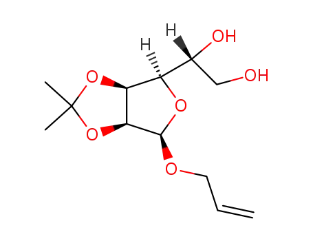 Molecular Structure of 222845-99-0 ((R)-1-((3aS,4R,6R,6aS)-6-Allyloxy-2,2-dimethyl-tetrahydro-furo[3,4-d][1,3]dioxol-4-yl)-ethane-1,2-diol)