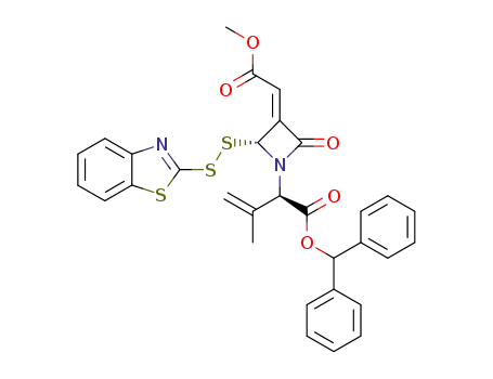 (R)-2-{(R)-2-(Benzothiazol-2-yldisulfanyl)-3-[1-methoxycarbonyl-meth-(Z)-ylidene]-4-oxo-azetidin-1-yl}-3-methyl-but-3-enoic acid benzhydryl ester