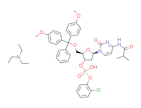 Phosphoric acid (2R,3S,5R)-2-[bis-(4-methoxy-phenyl)-phenyl-methoxymethyl]-5-(4-isobutyrylamino-2-oxo-2H-pyrimidin-1-yl)-tetrahydro-furan-3-yl ester 2-chloro-phenyl ester; compound with triethyl-amine