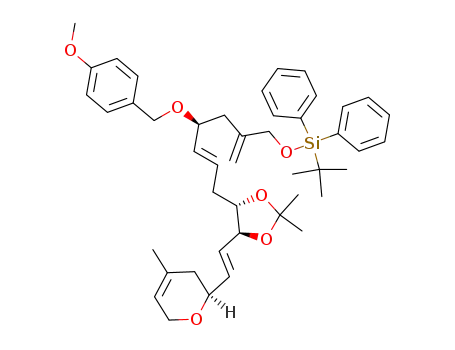 tert-Butyl-[(E)-(S)-7-{(4S,5S)-2,2-dimethyl-5-[(E)-2-((S)-4-methyl-3,6-dihydro-2H-pyran-2-yl)-vinyl]-[1,3]dioxolan-4-yl}-4-(4-methoxy-benzyloxy)-2-methylene-hept-5-enyloxy]-diphenyl-silane