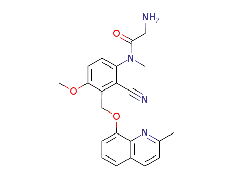 Molecular Structure of 213987-72-5 (2-amino-<i>N</i>-[2-cyano-4-methoxy-3-(2-methyl-quinolin-8-yloxymethyl)-phenyl]-<i>N</i>-methyl-acetamide)