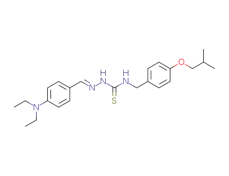 Molecular Structure of 186453-63-4 (Hydrazinecarbothioamide, 2-((4-(diethylamino)phenyl)methylene)-N-((4-( 2-methylpropoxy)phenyl)methyl)-)