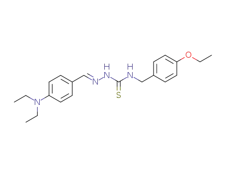 Molecular Structure of 186453-60-1 (Hydrazinecarbothioamide, 2-((4-(diethylamino)phenyl)methylene)-N-((4-e thoxyphenyl)methyl)-)