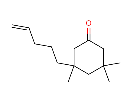 Molecular Structure of 64435-42-3 (Cyclohexanone, 3,3,5-trimethyl-5-(4-pentenyl)-)