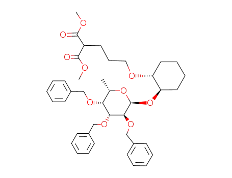 2-{3-[(1R,2R)-2-((2S,3S,4R,5R,6S)-3,4,5-Tris-benzyloxy-6-methyl-tetrahydro-pyran-2-yloxy)-cyclohexyloxy]-propyl}-malonic acid dimethyl ester