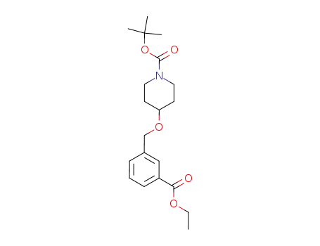 Molecular Structure of 169605-05-4 (4-(3-Ethoxycarbonyl-benzyloxy)-piperidine-1-carboxylic acid tert-butyl ester)