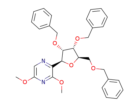 Molecular Structure of 181581-97-5 (2-((2S,3S,4R,5R)-3,4-Bis-benzyloxy-5-benzyloxymethyl-tetrahydro-furan-2-yl)-3,5-dimethoxy-pyrazine)