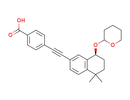 Molecular Structure of 226250-28-8 (4-{[5,5-dimethyl-8-(tetrahydro-2H-pyran-2-yloxy)-5,6,7,8-tetrahydronaphthalen-2-yl]ethynyl}benzoic acid)