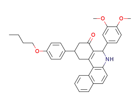 Molecular Structure of 292077-38-4 (2-(4-butoxyphenyl)-5-(3,4-dimethoxyphenyl)-2,3,5,6-tetrahydrobenzo[a]phenanthridin-4(1H)-one)