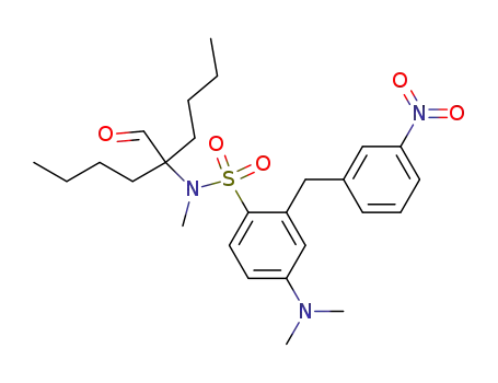 Molecular Structure of 288161-89-7 (Benzenesulfonamide,
N-(1-butyl-1-formylpentyl)-4-(dimethylamino)-N-methyl-2-[(3-nitrophenyl)
methyl]-)