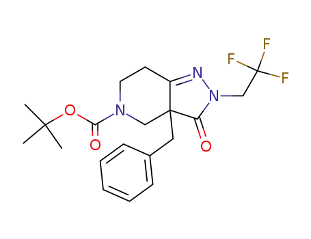 Molecular Structure of 193274-20-3 (5H-Pyrazolo[4,3-c]pyridine-5-carboxylic acid,
2,3,3a,4,6,7-hexahydro-3-oxo-3a-(phenylmethyl)-2-(2,2,2-trifluoroethyl)-,
1,1-dimethylethyl ester)