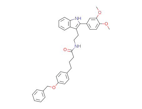 Molecular Structure of 192770-59-5 (Benzenebutanamide,
N-[2-[2-(3,4-dimethoxyphenyl)-1H-indol-3-yl]ethyl]-4-(phenylmethoxy)-)