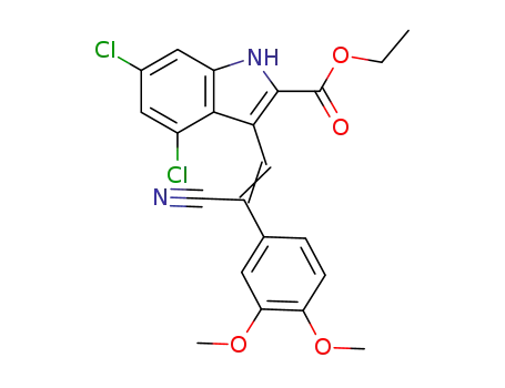 4,6-dichloro-3-[2-cyano-2-(3,4-dimethoxy-phenyl)-vinyl]-1<i>H</i>-indole-2-carboxylic acid ethyl ester
