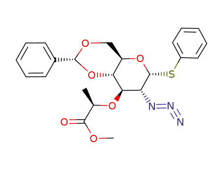(R)-2-((2R,4aR,6R,7R,8R,8aS)-7-Azido-2-phenyl-6-phenylsulfanyl-hexahydro-pyrano[3,2-d][1,3]dioxin-8-yloxy)-propionic acid methyl ester