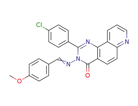 Molecular Structure of 477800-80-9 (Pyrido[2,3-h]quinazolin-4(3H)-one,
2-(4-chlorophenyl)-3-[[(4-methoxyphenyl)methylene]amino]-)