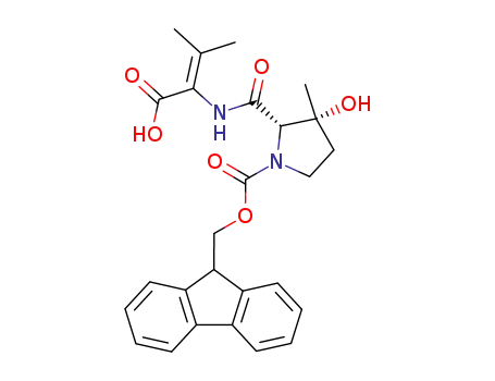 Molecular Structure of 741731-29-3 ((2S,3R)-2-(1-Carboxy-2-methyl-propenylcarbamoyl)-3-hydroxy-3-methyl-pyrrolidine-1-carboxylic acid 9H-fluoren-9-ylmethyl ester)