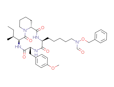 N-Benzyloxy-N-{5-[(6S,9R,12S,14aR)-6-((S)-sec-butyl)-9-(4-methoxy-benzyl)-5,8,11,14-tetraoxo-tetradecahydro-4a,7,10,13-tetraaza-benzocyclododecen-12-yl]-pentyl}-formamide