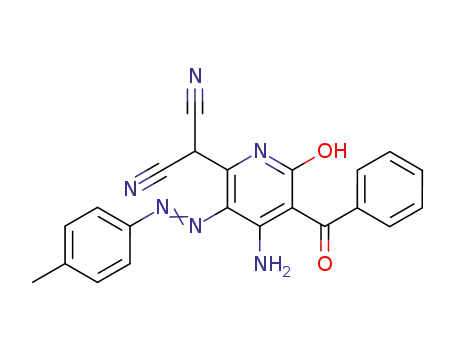 2-(4-amino-5-benzoyl-6-hydroxy-3-<i>p</i>-tolylazo-pyridin-2-yl)-malononitrile