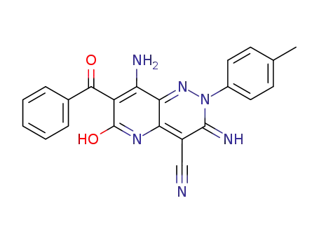 Molecular Structure of 877154-23-9 (Pyrido[3,2-c]pyridazine-4-carbonitrile,
8-amino-7-benzoyl-2,3,5,6-tetrahydro-3-imino-2-(4-methylphenyl)-6-oxo
-)
