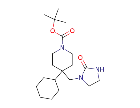 Molecular Structure of 880543-80-6 (1-Piperidinecarboxylic acid,
4-cyclohexyl-4-[(2-oxo-1-imidazolidinyl)methyl]-, 1,1-dimethylethyl ester)