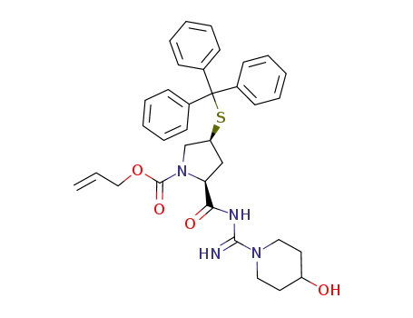 (2S,4S)-2-{[(4-Hydroxy-piperidin-1-yl)-imino-methyl]-carbamoyl}-4-tritylsulfanyl-pyrrolidine-1-carboxylic acid allyl ester