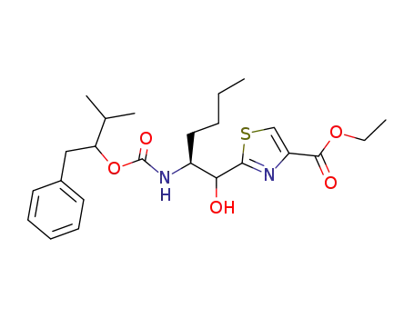 Molecular Structure of 865537-90-2 (2-[(S)-2-(1-Benzyl-2-methyl-propoxycarbonylamino)-1-hydroxy-hexyl]-thiazole-4-carboxylic acid ethyl ester)