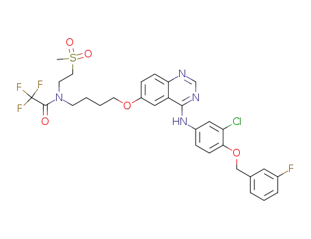 Molecular Structure of 230955-71-2 (<i>N</i>-(4-{4-[3-chloro-4-(3-fluoro-benzyloxy)-phenylamino]-quinazolin-6-yloxy}-butyl)-2,2,2-trifluoro-<i>N</i>-(2-methanesulfonyl-ethyl)-acetamide)