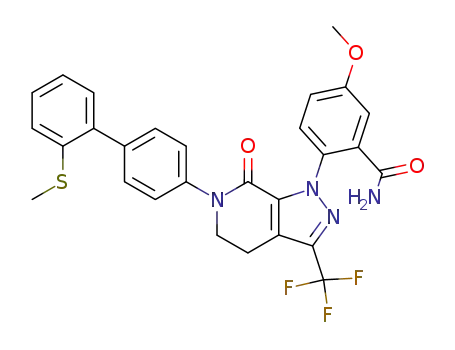 5-methoxy-2-[6-(2'-methylsulfanyl-biphenyl-4-yl)-7-oxo-3-trifluoromethyl-4,5,6,7-tetrahydro-pyrazolo[3,4-<i>c</i>]pyridin-1-yl]-benzamide
