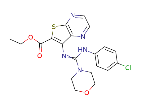 Thieno[2,3-b]pyrazine-6-carboxylic acid,
7-[[[(4-chlorophenyl)amino]-4-morpholinylmethylene]amino]-, ethyl ester