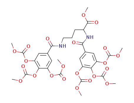Molecular Structure of 897932-06-8 (2,5-bis-(3,4,5-tris-methoxycarbonyloxy-benzoylamino)-pentanoic acid methyl ester)