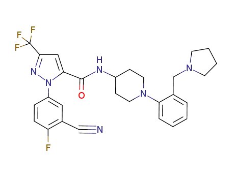 2-(3-cyano-4-fluoro-phenyl)-5-trifluoromethyl-2<i>H</i>-pyrazole-3-carboxylic acid [1-(2-pyrrolidin-1-ylmethyl-phenyl)-piperidin-4-yl]-amide