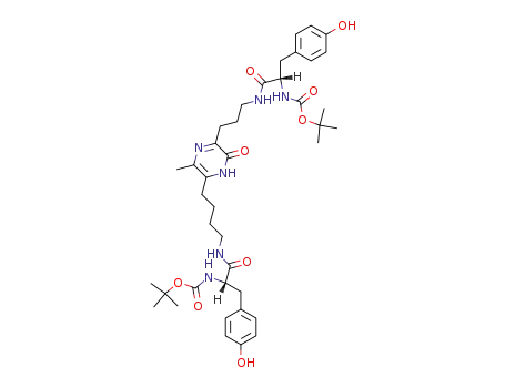 [1-[3-(5-{4-[2-<i>tert</i>-butoxycarbonylamino-3-(4-hydroxy-phenyl)-propionylamino]-butyl}-6-methyl-3-oxo-3,4-dihydro-pyrazin-2-yl)-propylcarbamoyl]-2-(4-hydroxy-phenyl)-ethyl]-carbamic acid <i>tert</i>-butyl ester