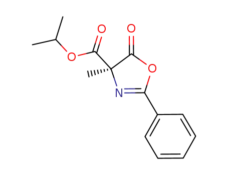 Molecular Structure of 910547-95-4 (4-Oxazolecarboxylic  acid,  4,5-dihydro-4-methyl-5-oxo-2-phenyl-,  1-methylethyl  ester)