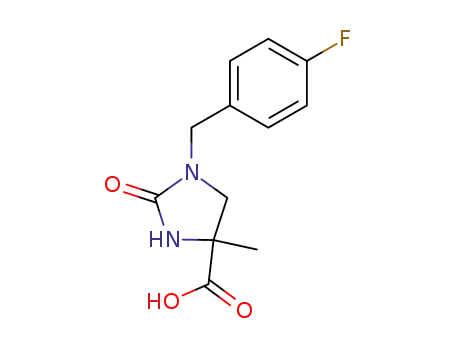 Molecular Structure of 880468-23-5 (4-Imidazolidinecarboxylic acid,
1-[(4-fluorophenyl)methyl]-4-methyl-2-oxo-)