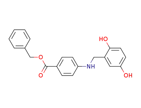 Molecular Structure of 241127-94-6 (Benzoic acid, 4-[[(2,5-dihydroxyphenyl)methyl]amino]-, phenylmethyl
ester)