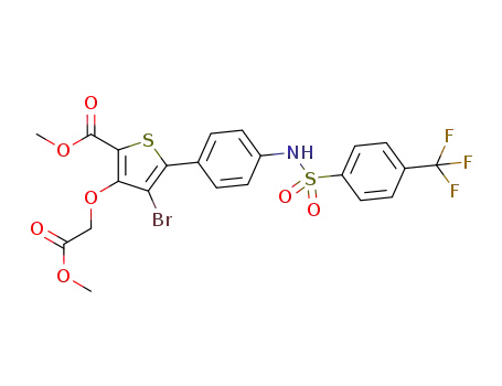 4-bromo-3-methoxycarbonylmethoxy-5-[4-(4-trifluoromethyl-benzenesulfonylamino)-phenyl]-thiophene-2-carboxylic acid methyl ester